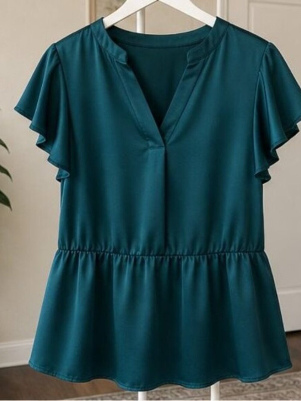 Teal Peplum Top
